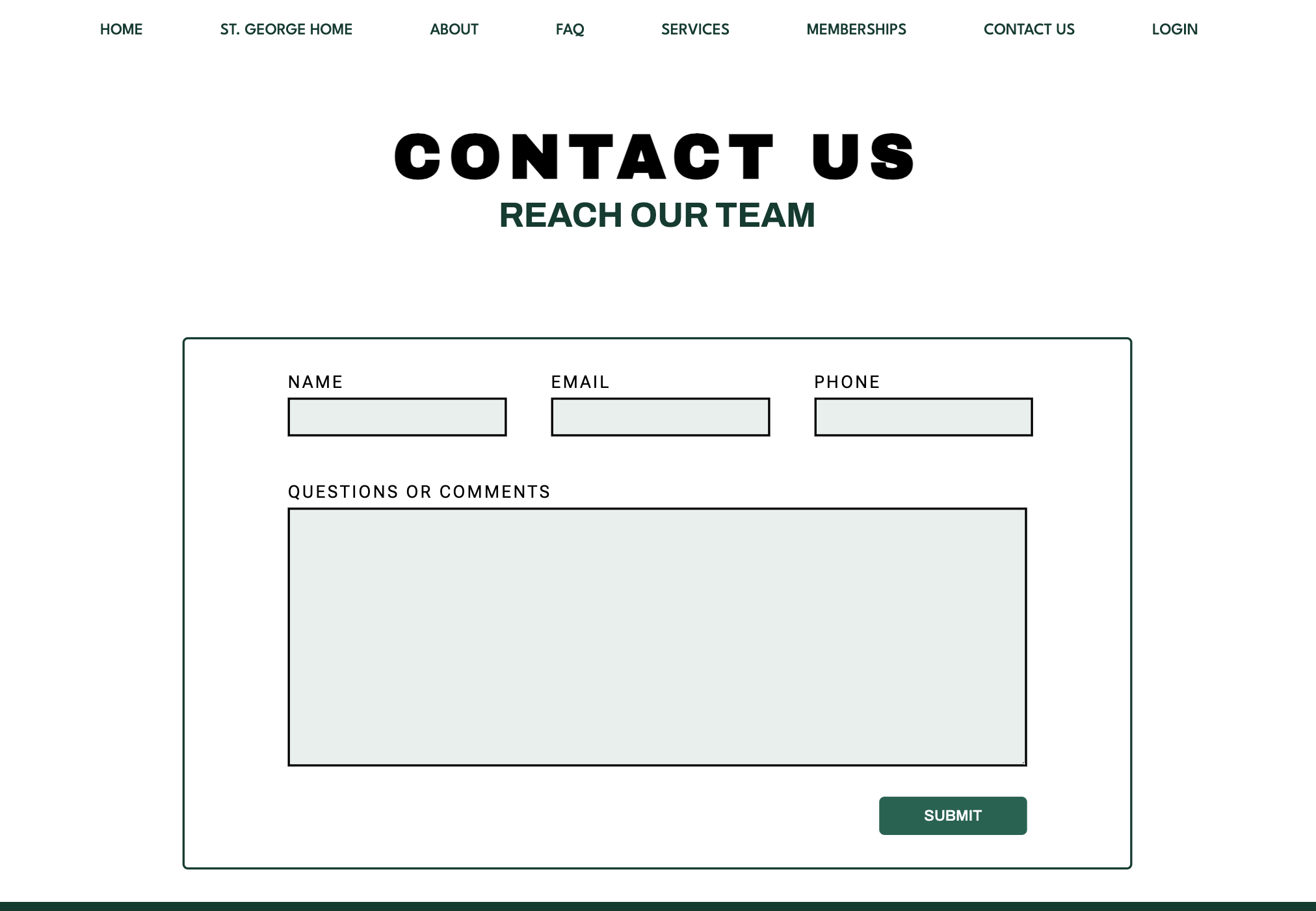 The contact us page of the website